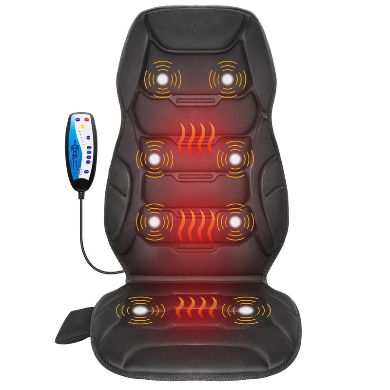 COMFIER Massage Seat Cushion Back Massager with 8 Vibration Nodes 5 Modes Adjustable Chair Massage Pad with Heat for Home Office Heated Chair PadGifts for MenWomen